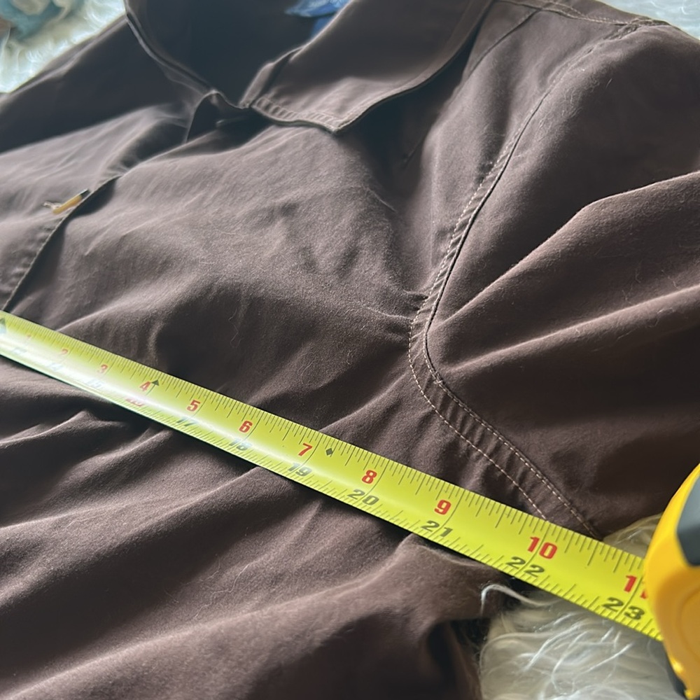 Casual Stretchy Utility Jacket Brown Button closure Cinched Accents Susan Graver - Picture 10 of 11